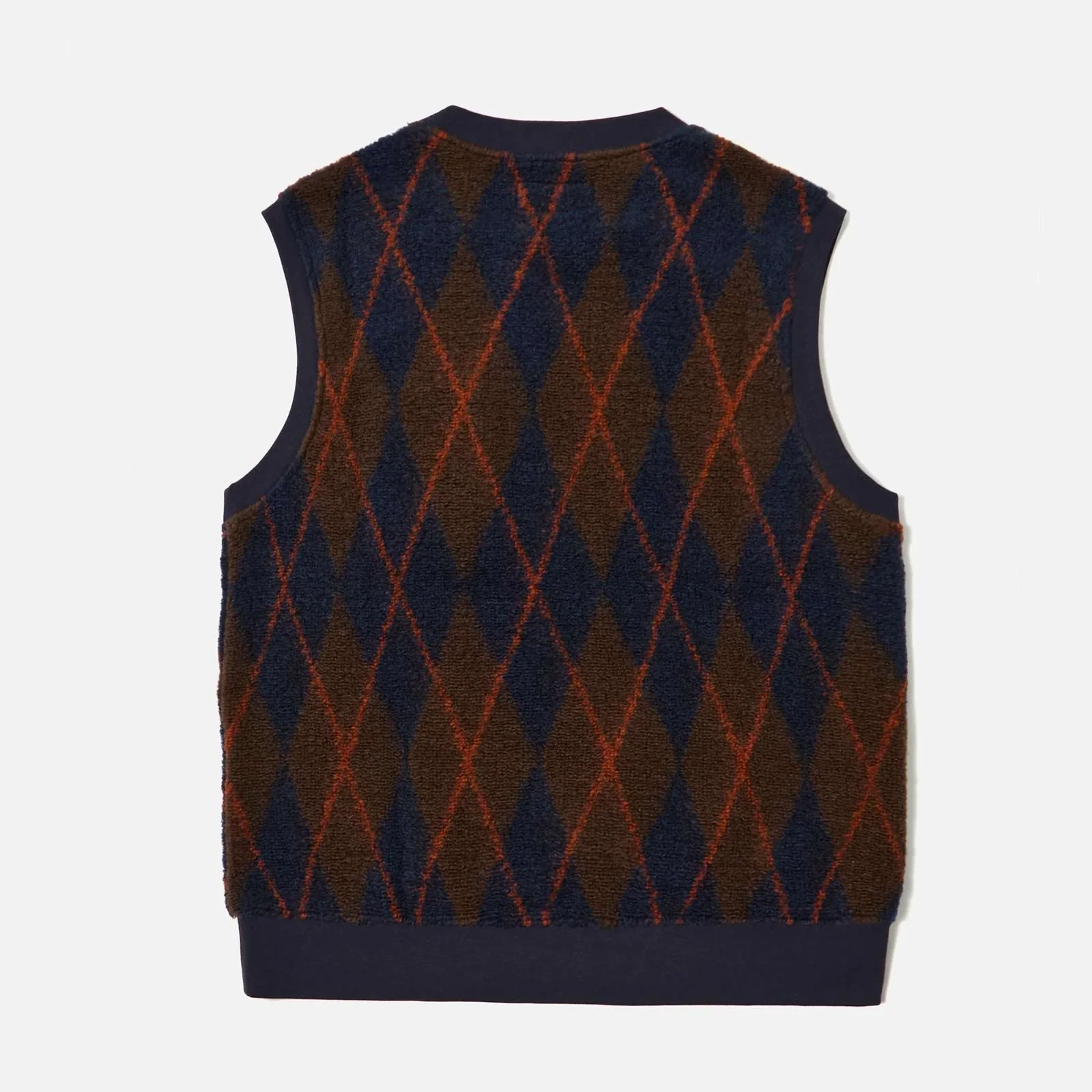Argyll Sleeveless Fleece Crew brown/navy - Image 2