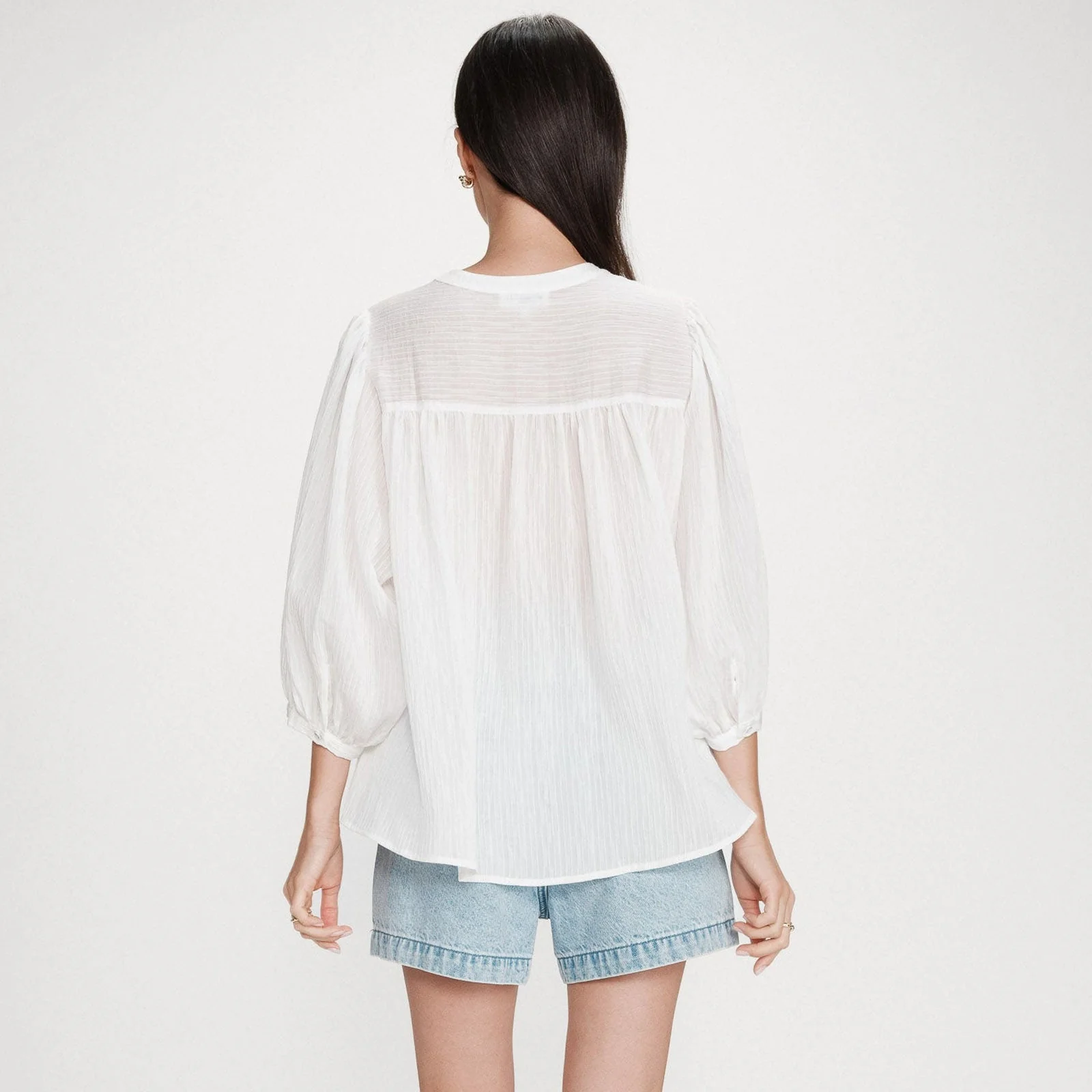 Balloon-Sleeve Blouse Vanille ivoire - Image 2