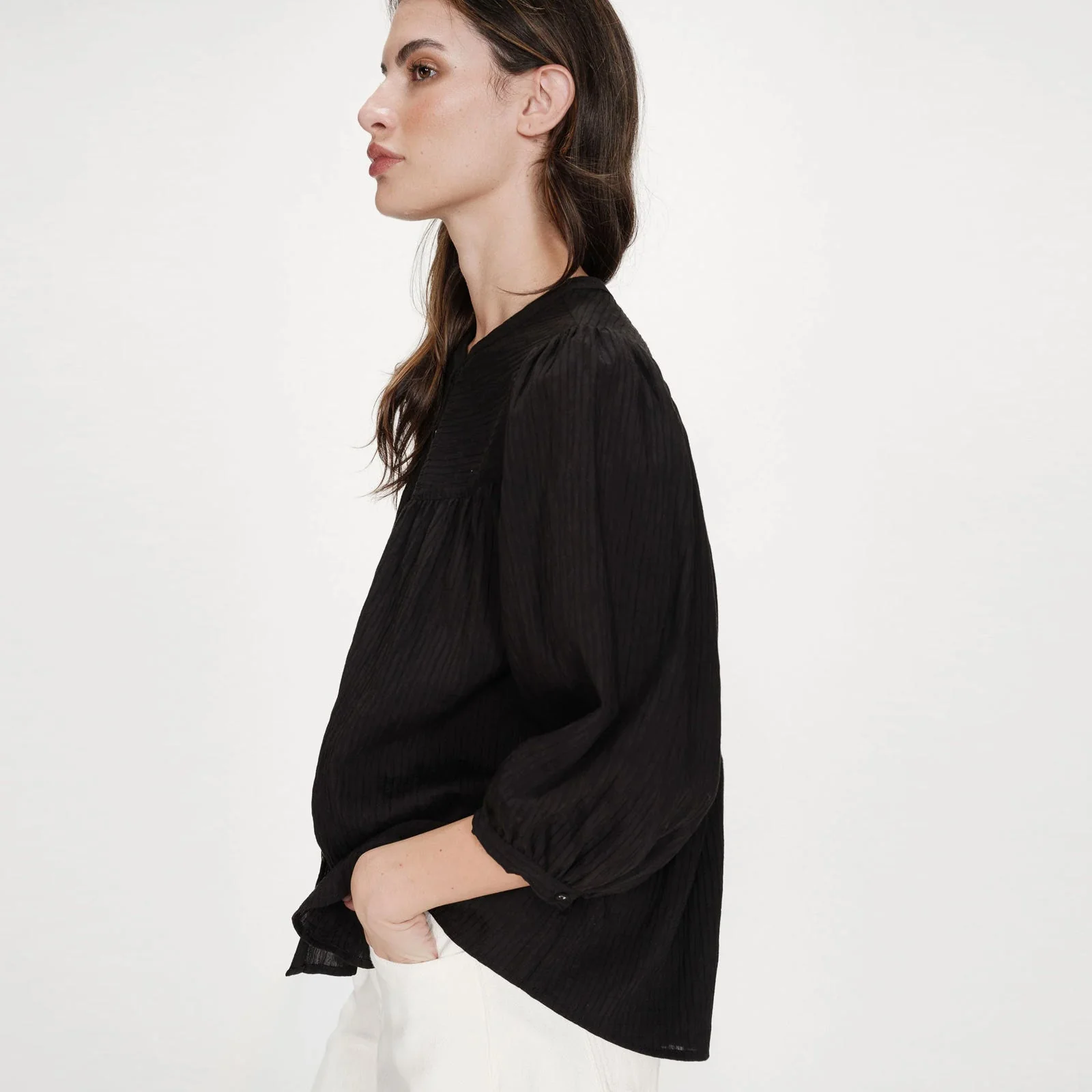 Balloon-Sleeve Blouse Vanille noir - Image 3