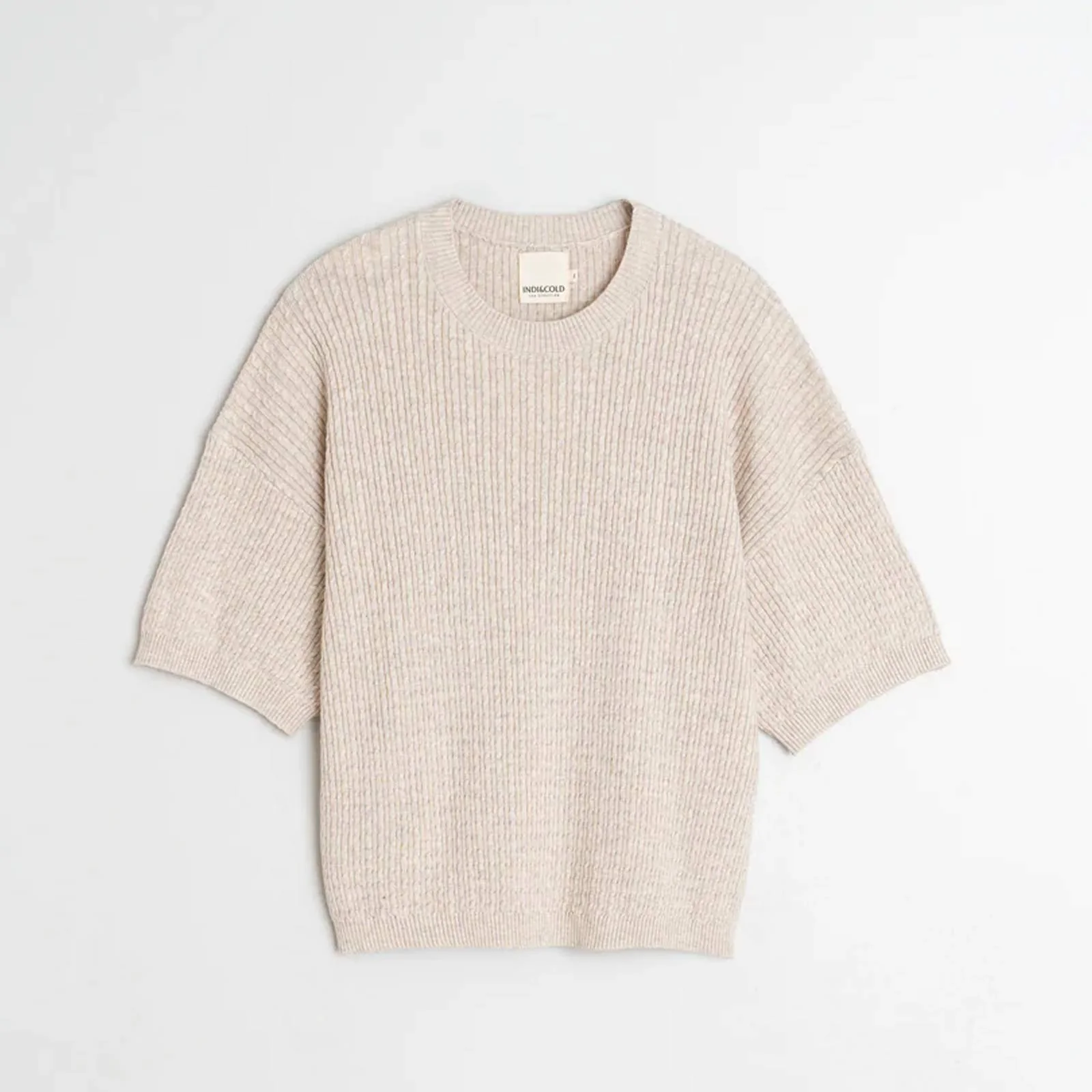 Cotton Knit Short Sleeve Jumper beige - Image 4