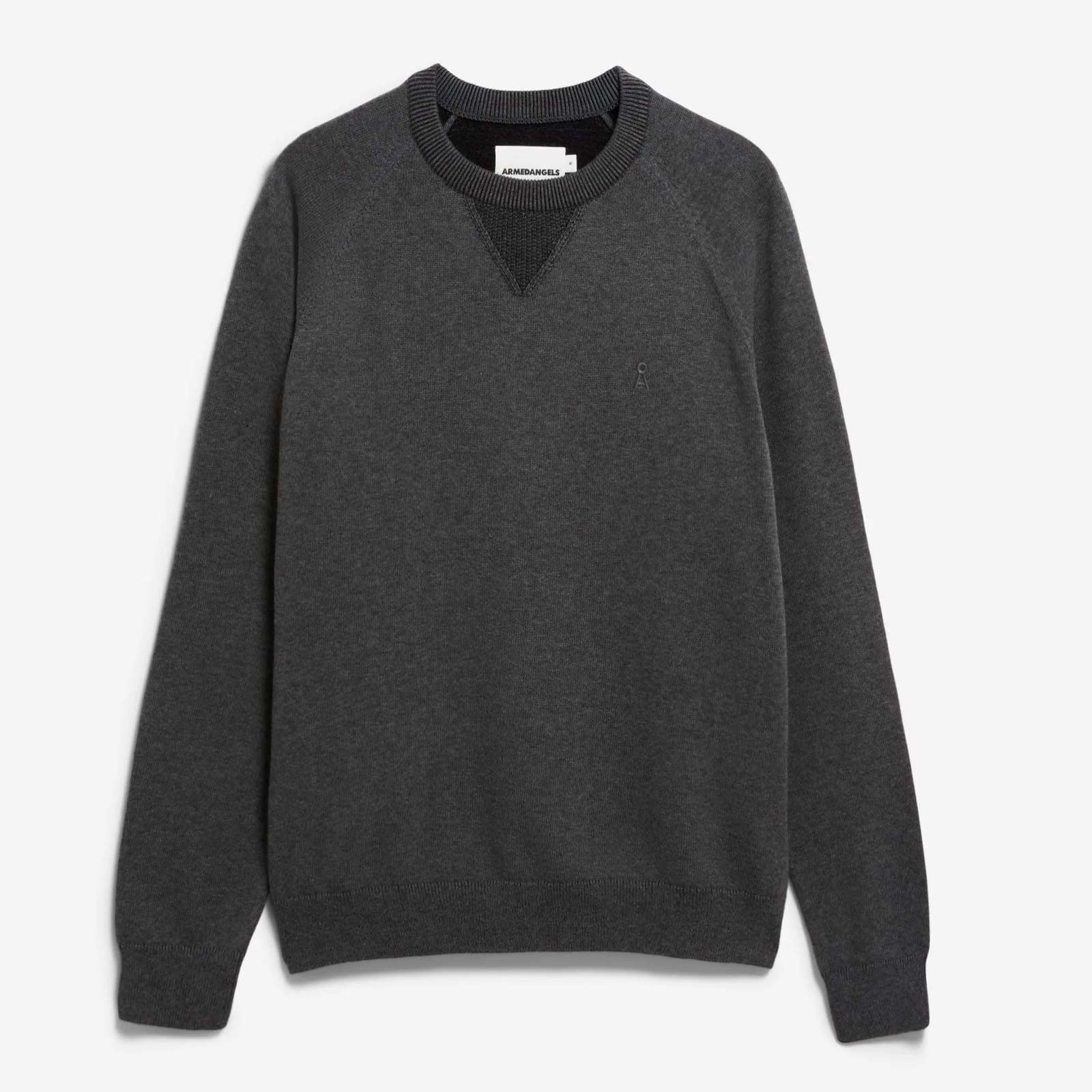 Cotton Knit Sweater mid silver melange-black - Image 4