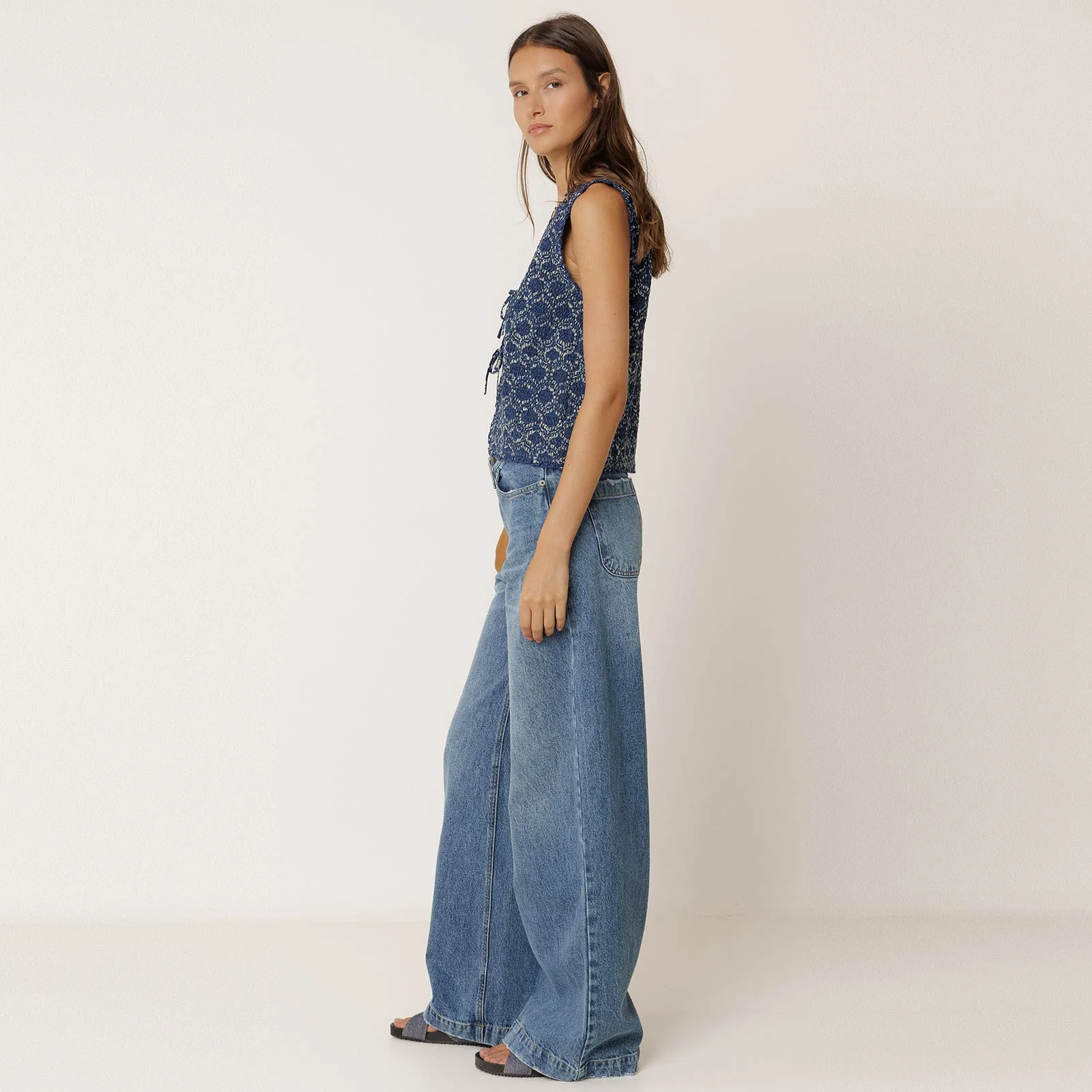 Crinkle Lace Vest indigo - Image 3