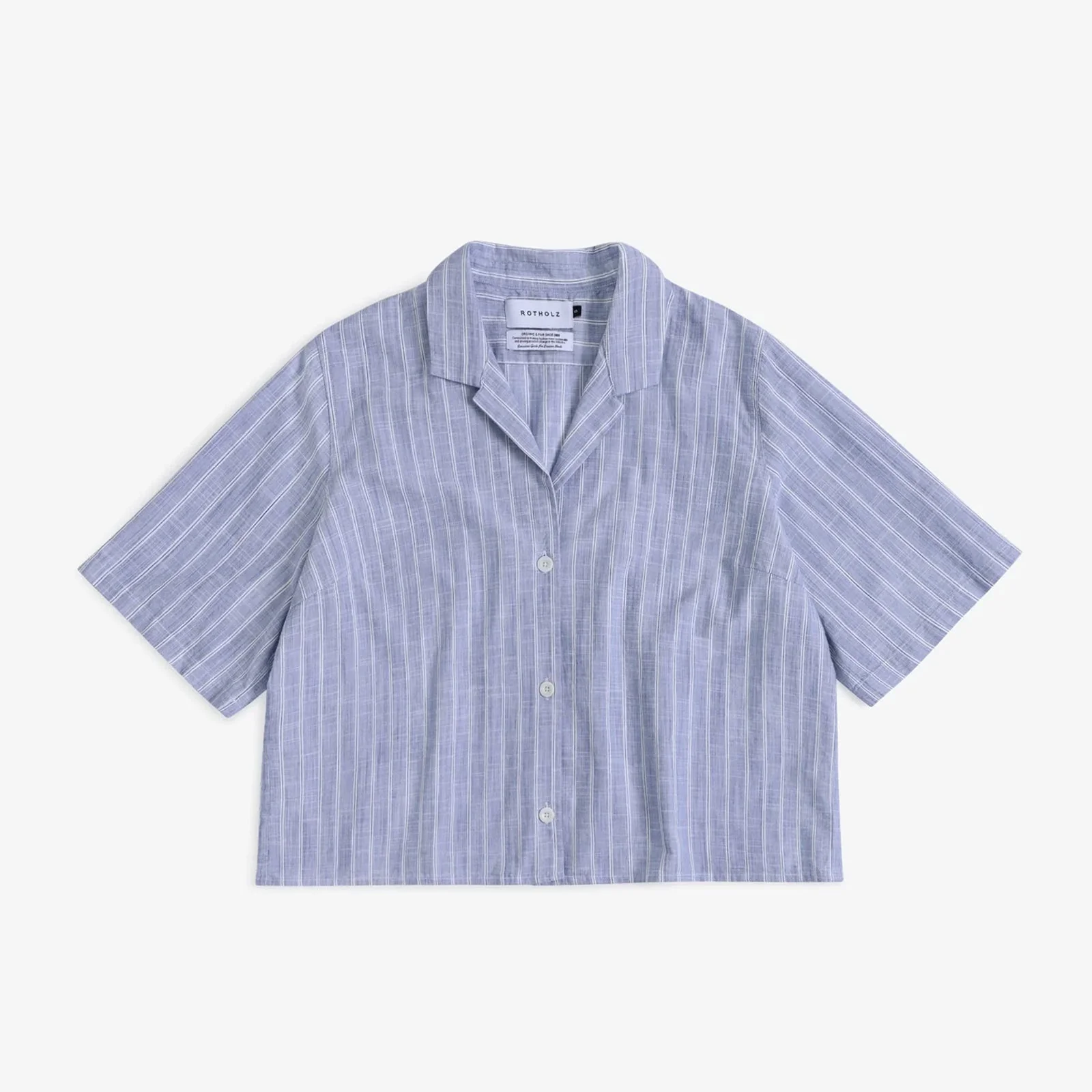 Cropped Bowling Shirt blue stripe - Image 3