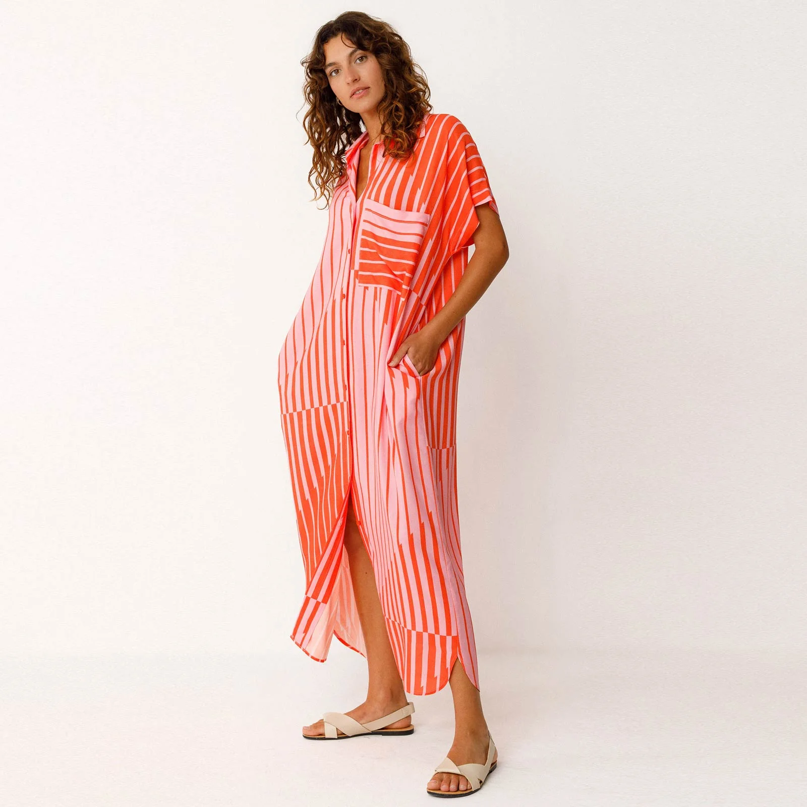 Delia Dress red stripes
