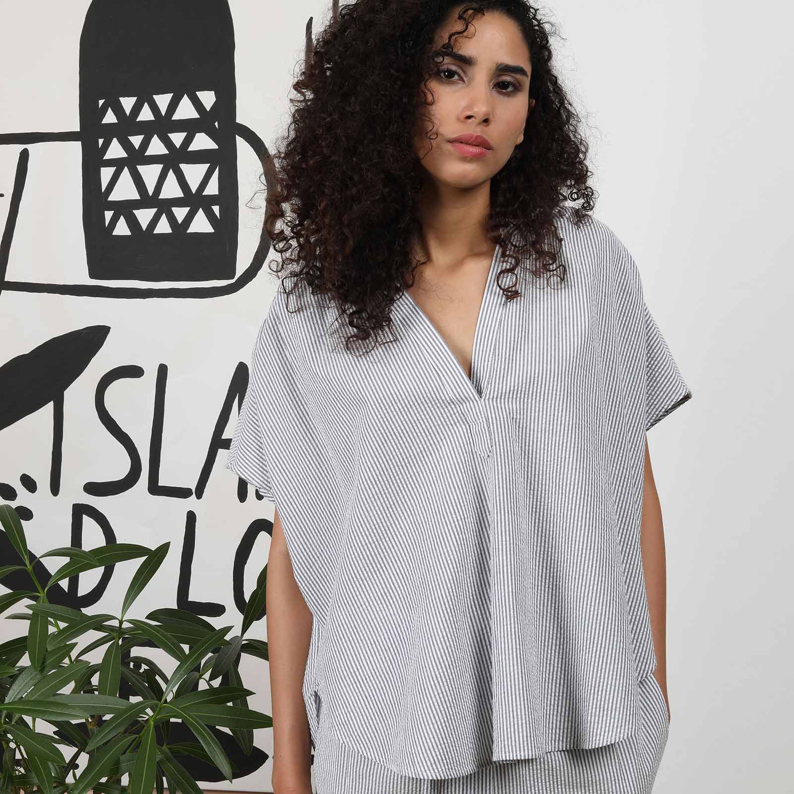 Eileen Short Sleeve Blouse navy blue - Image 2