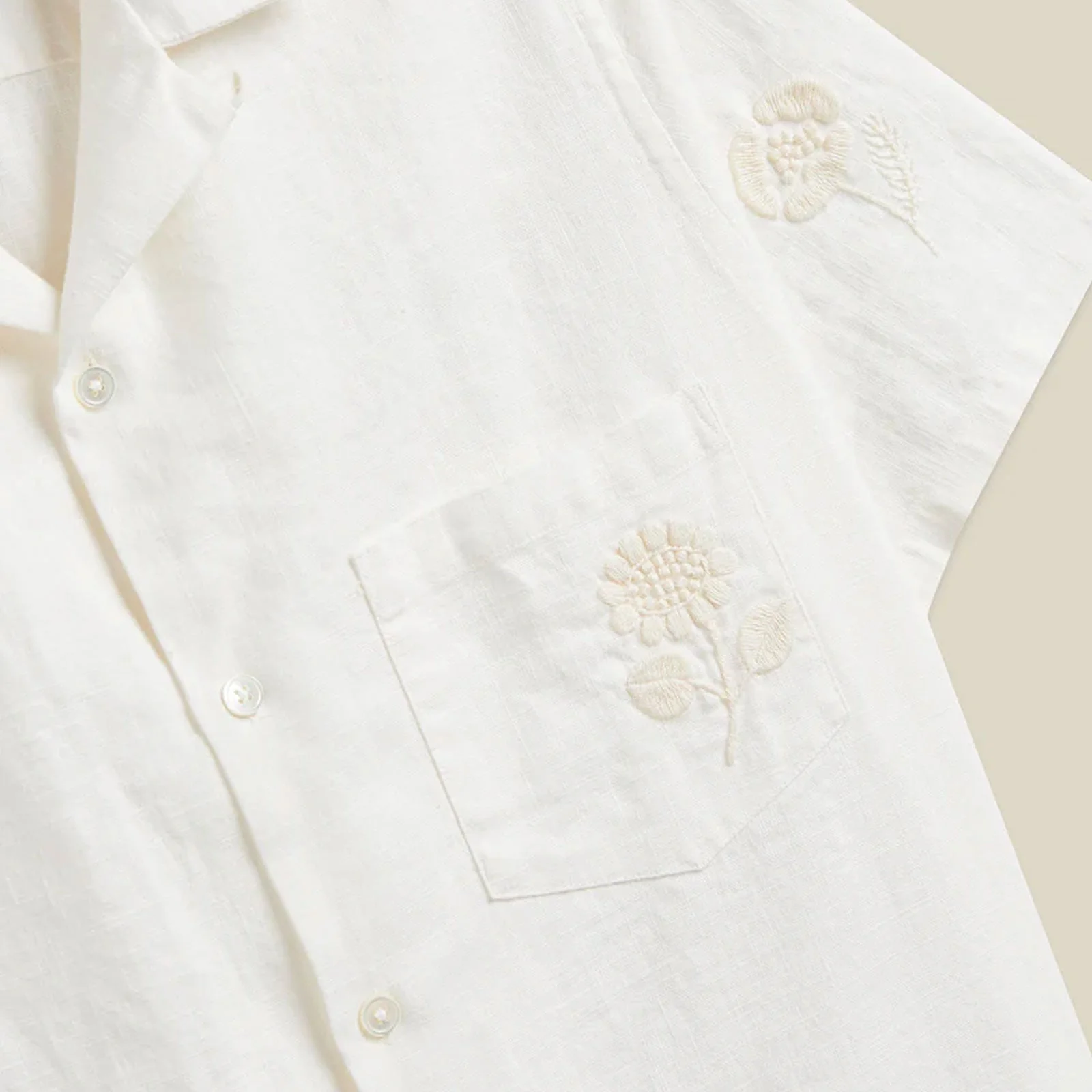 Embroidery Flowers S/S Shirt ecru - Image 3