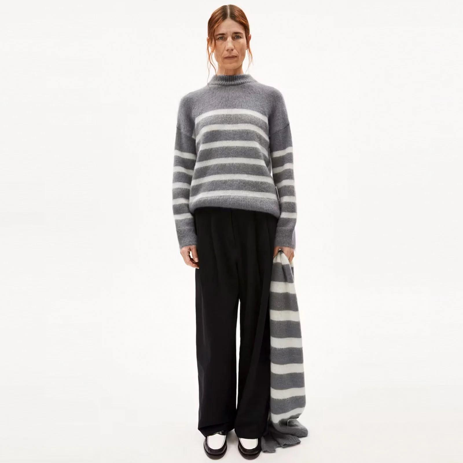 Gwyneiraa Stripes Jumper iron cast-oatmilk - Image 3