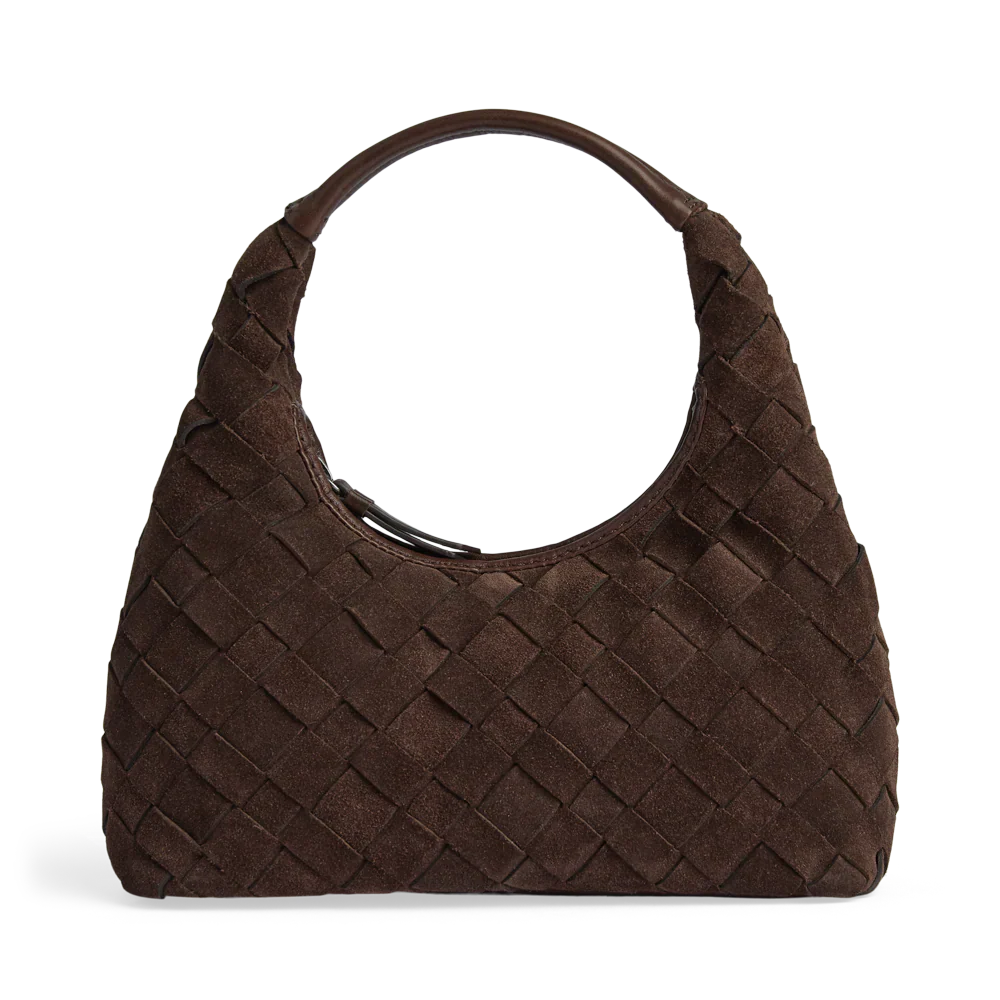 HaymaMBG Suede Weave Handbag dark brown