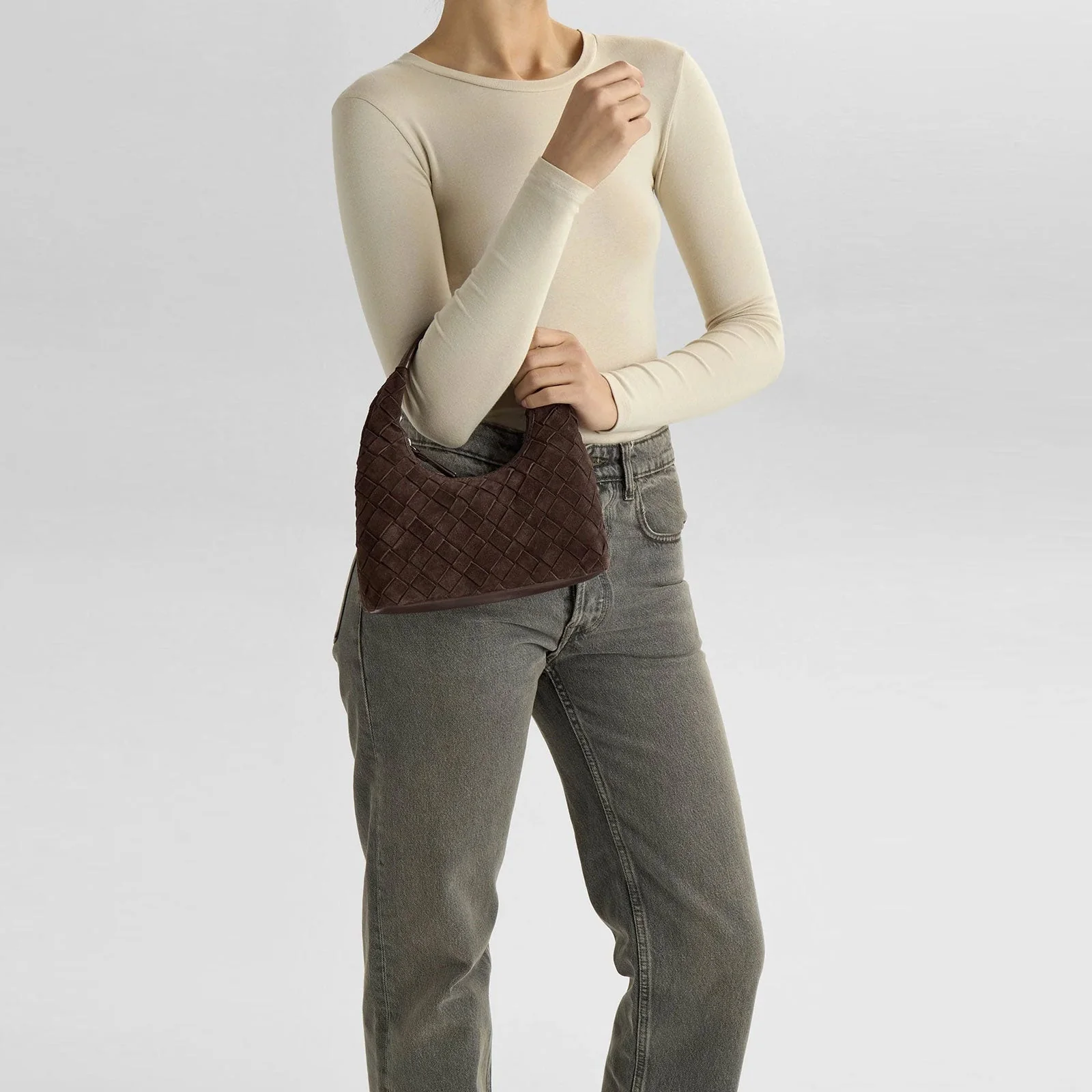 HaymaMBG Suede Weave Handbag dark brown - Image 2