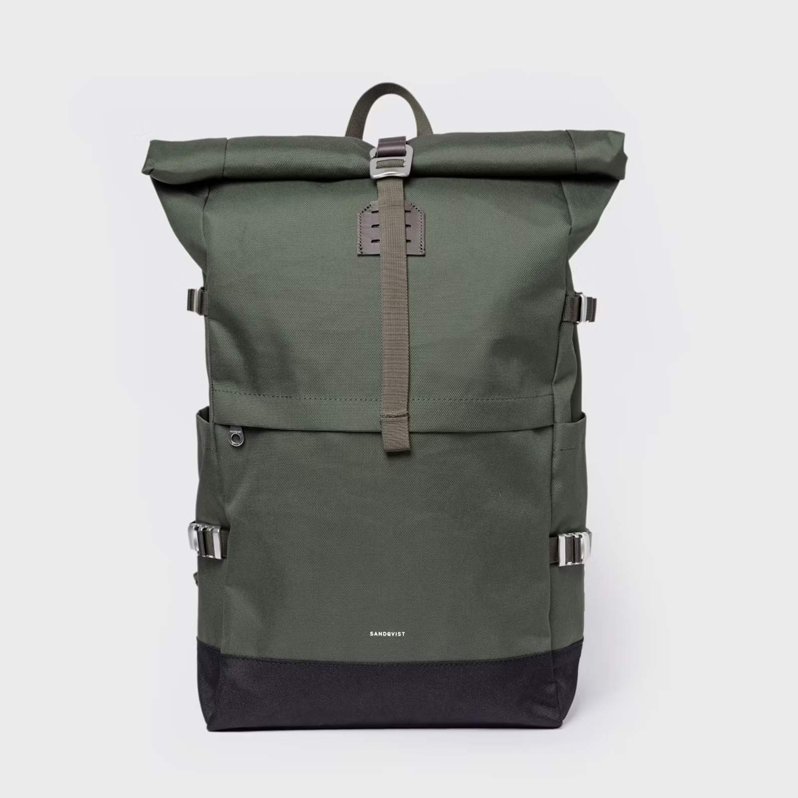 Icon Rolltop Backpack L dawn green/dark brown leather