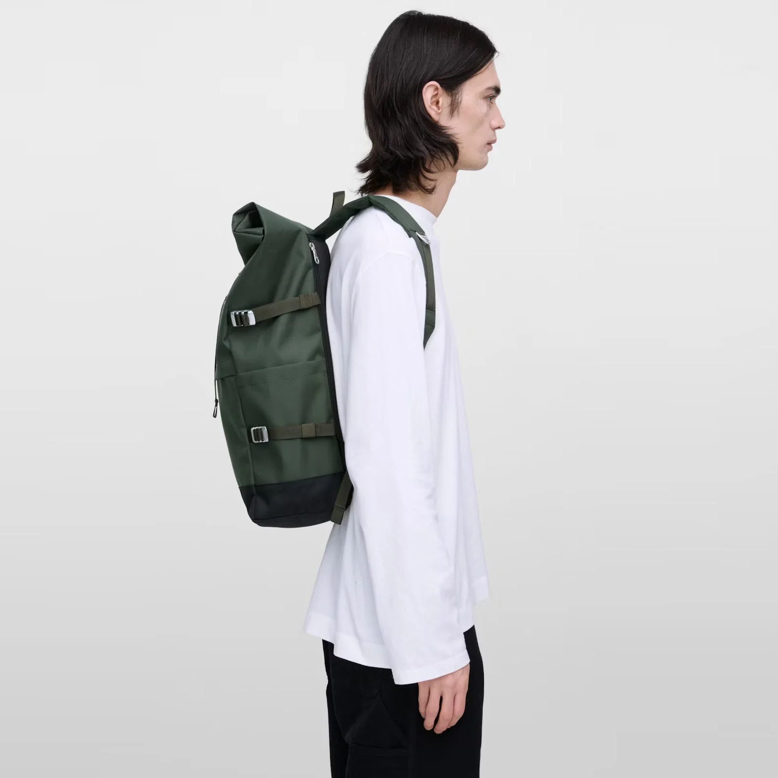 Icon Rolltop Backpack L dawn green/dark brown leather - Image 6