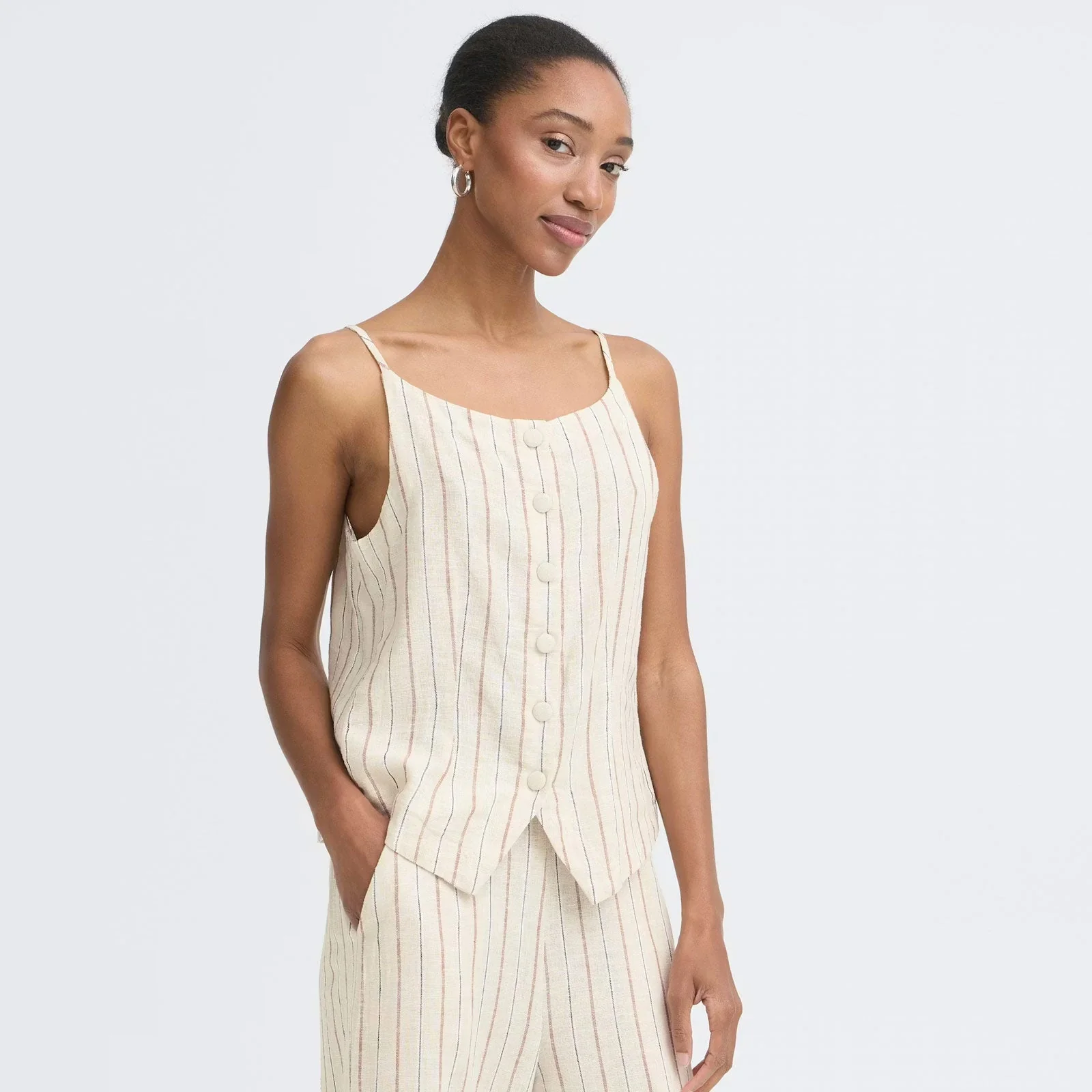 IHLinno WA2 Waistcoat brown stripe