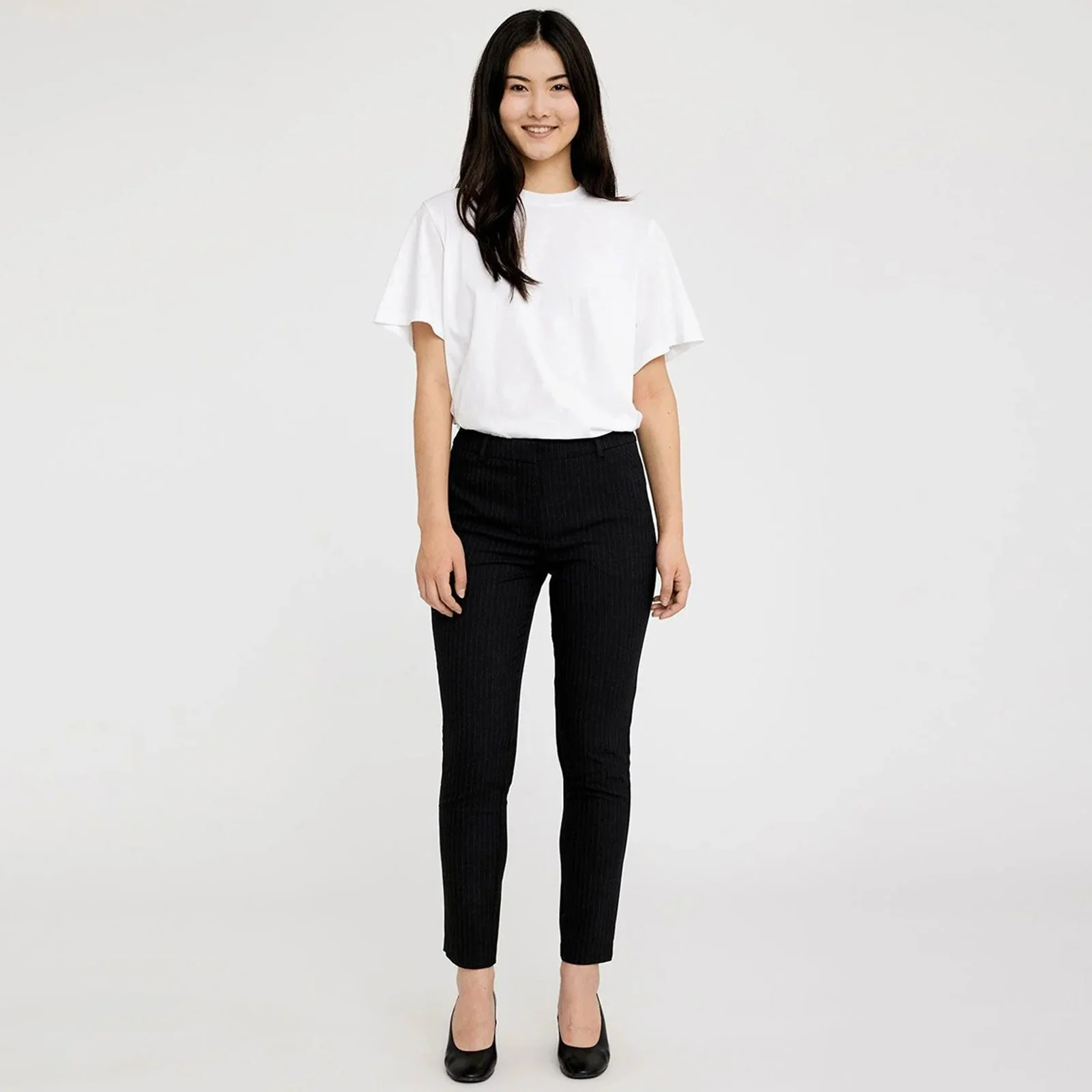 Kylie Crop Trousers 553 charcoal pinstripe - Image 2