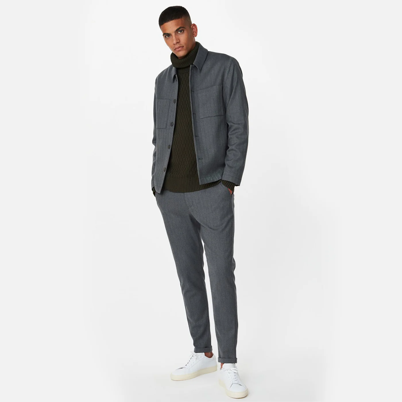 Marseille Herringbone Jacket grey/charcoal - Image 2