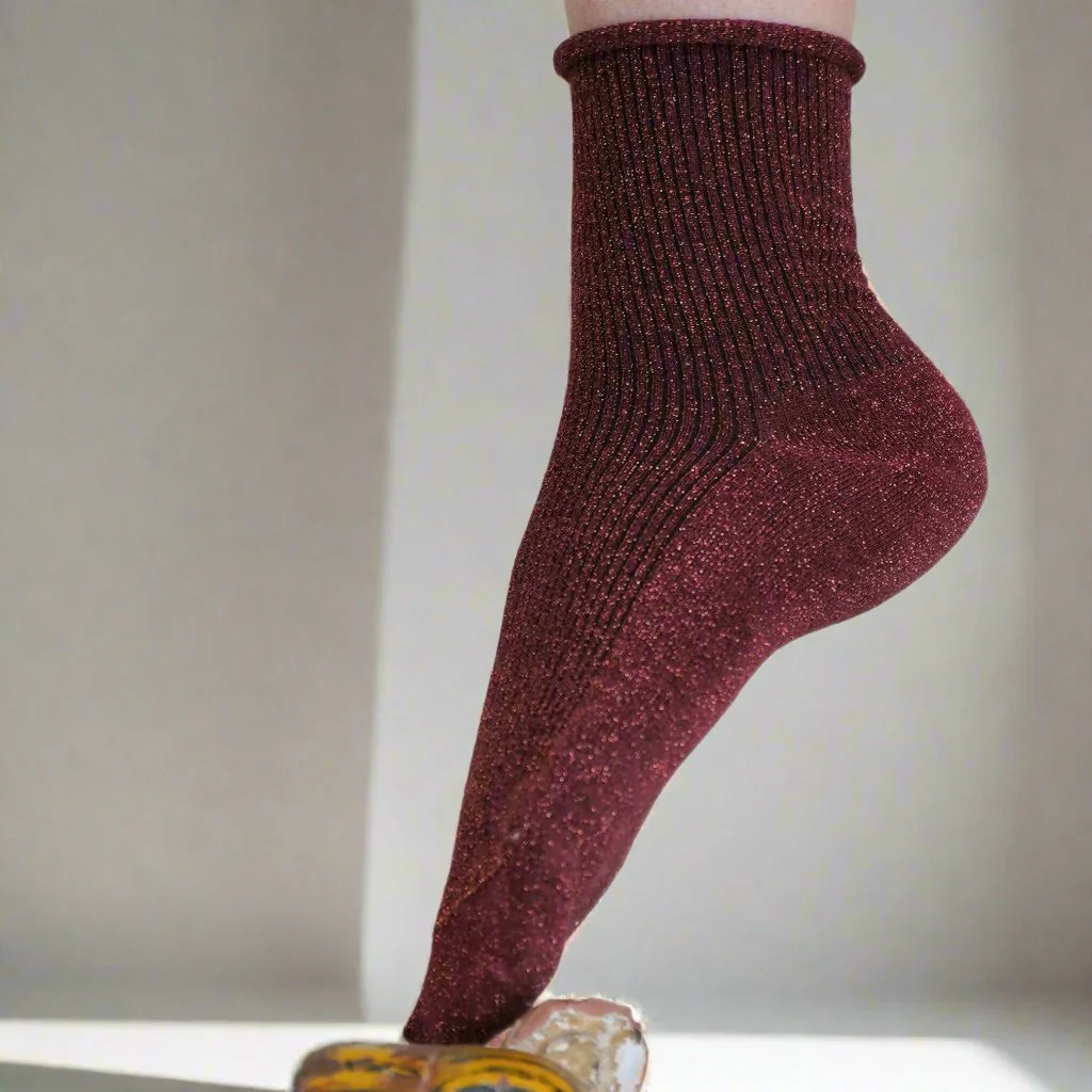 Lurex Glitter Socks red - Image 2