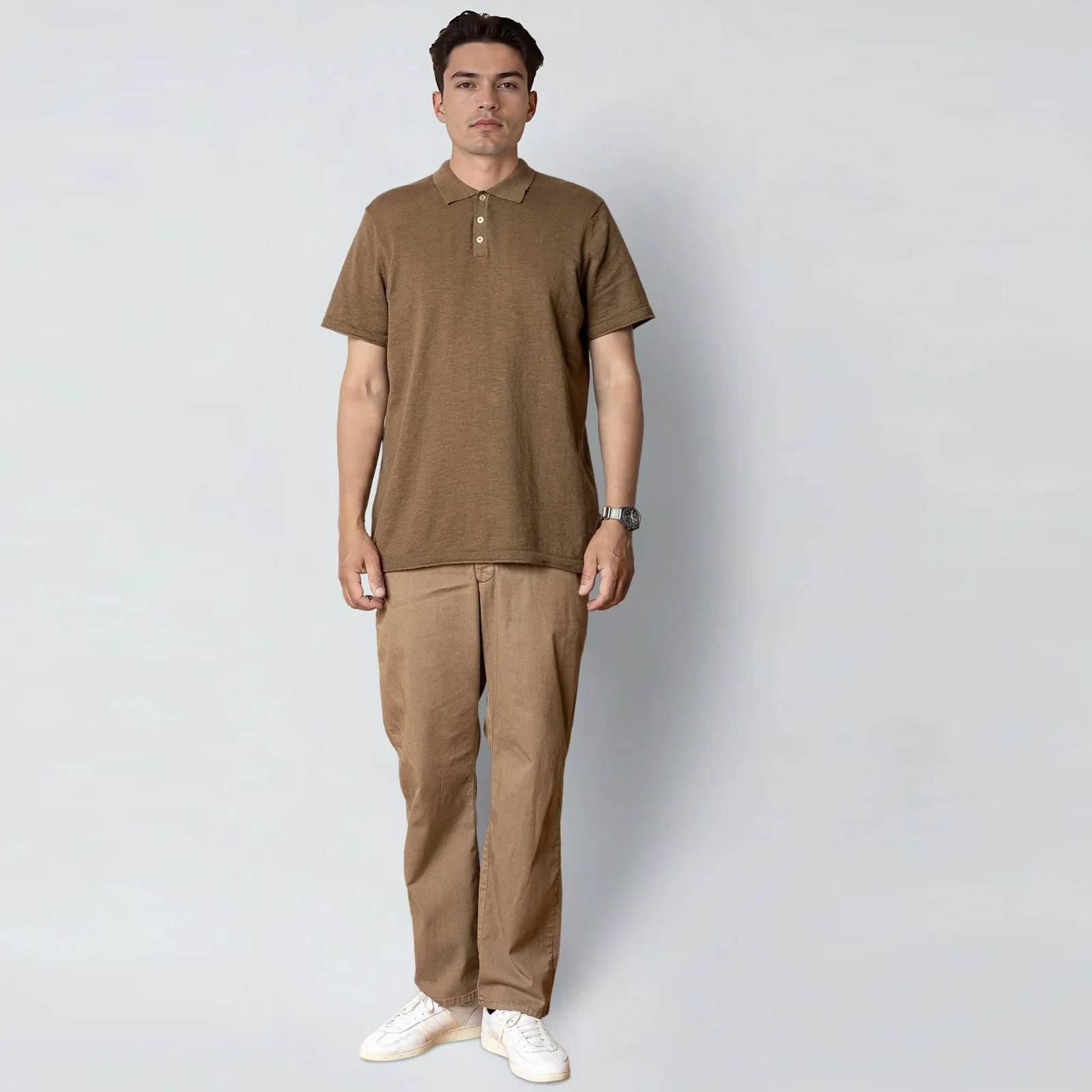 Marseille Dobby Chinos shitake - Image 3