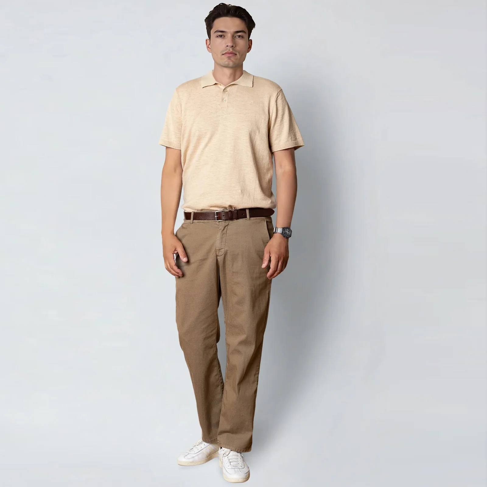 Marseille Dobby Chinos shitake - Image 4
