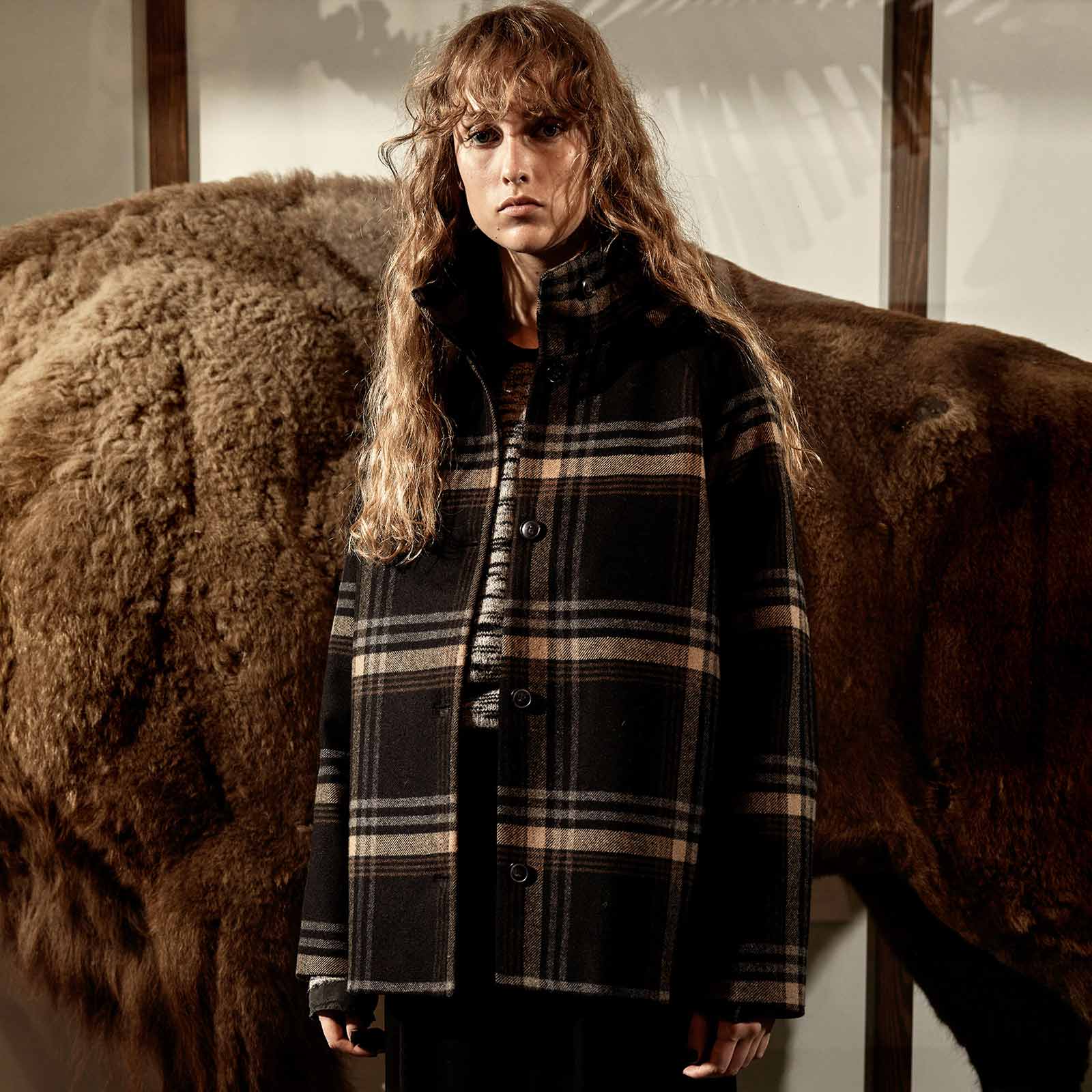 Melvina Wool Jacket 310 brown check - Image 2