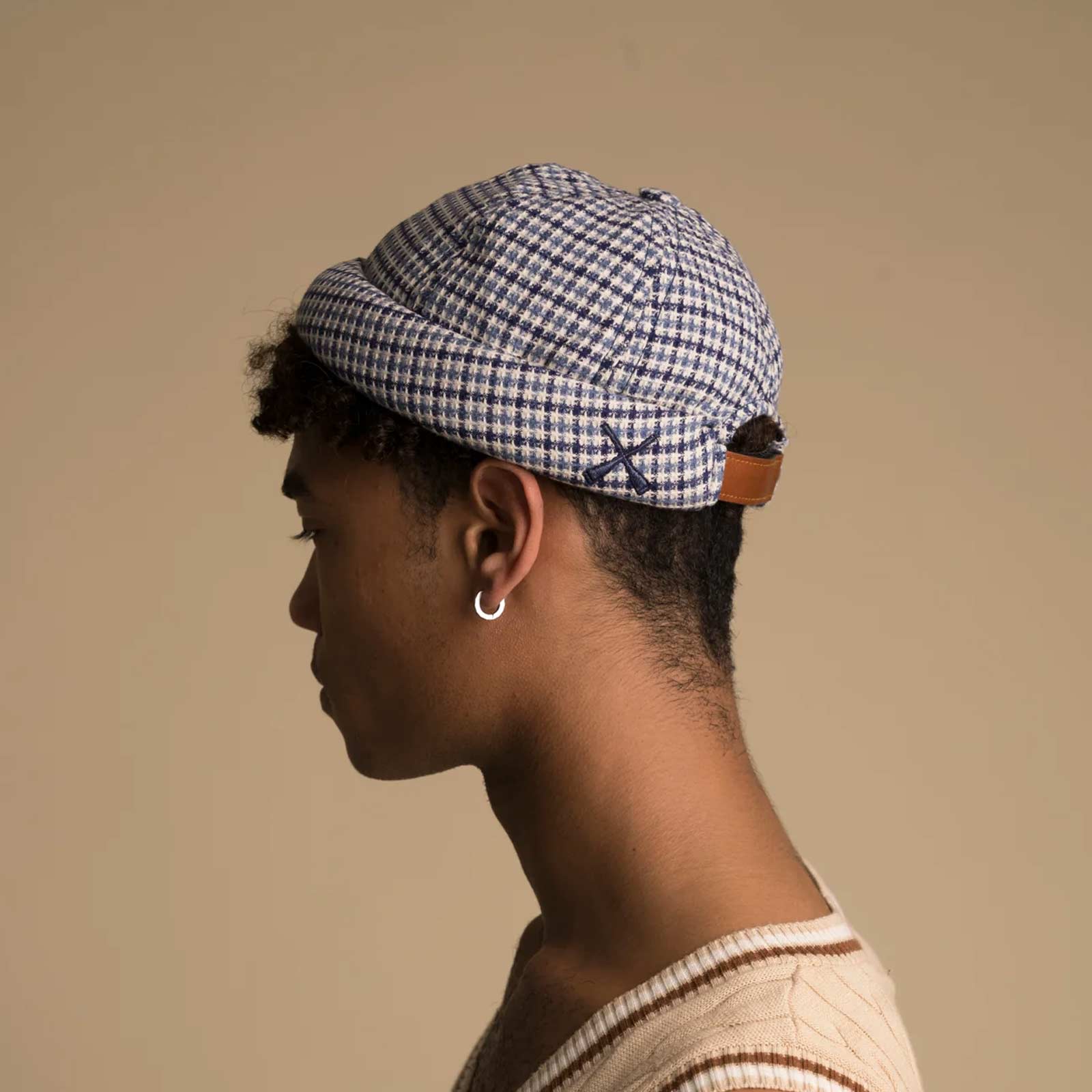 Miki Linen Hat check blue