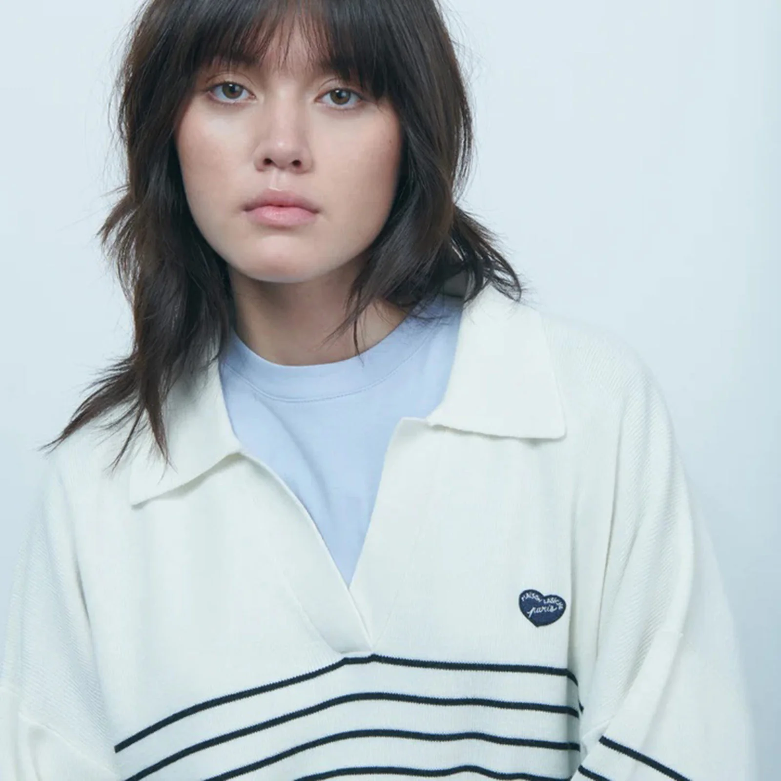 Mondovie Patch Coeur Pullover off white black - Image 3