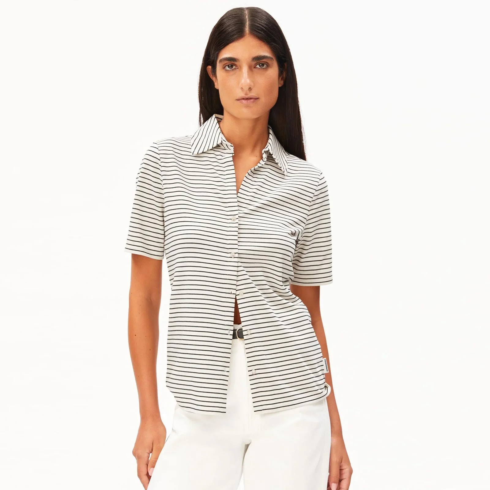 Nalitaa Stripe Blouse oatmilk-black
