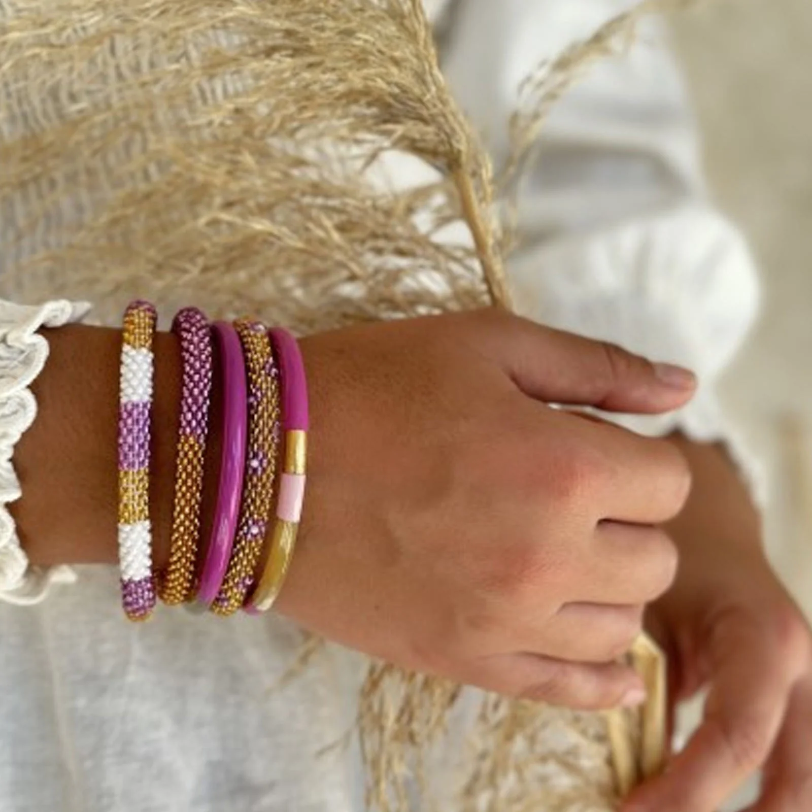 Nepalese Bracelet gold/purple B153 - Image 2