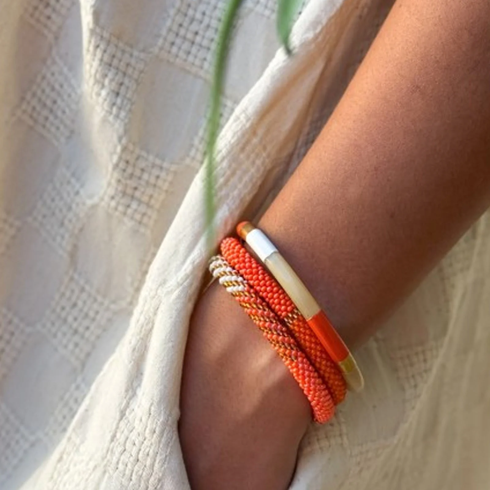 Nepalese Bracelet orange/gold E64 - Image 2