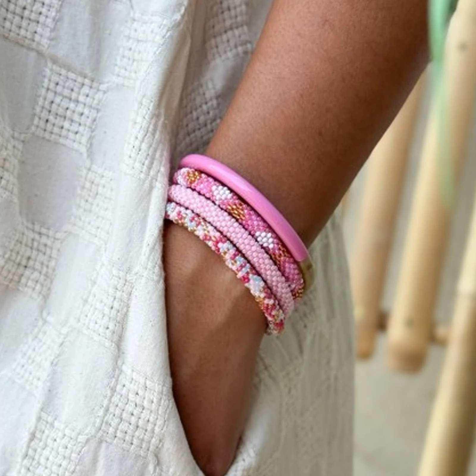 Nepalese Bracelet pink pastels R26 - Image 2