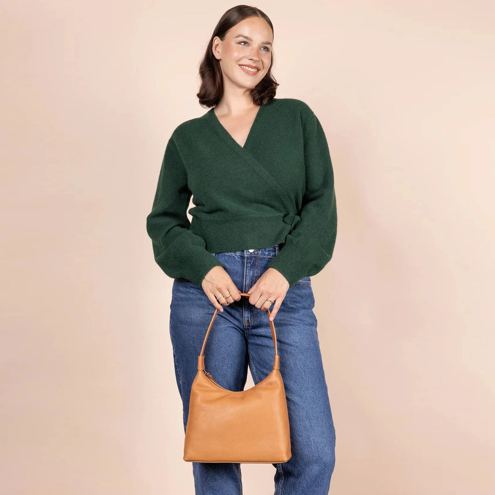 Nora Wild Oak Soft Grain Leather Bag cognac - Image 5