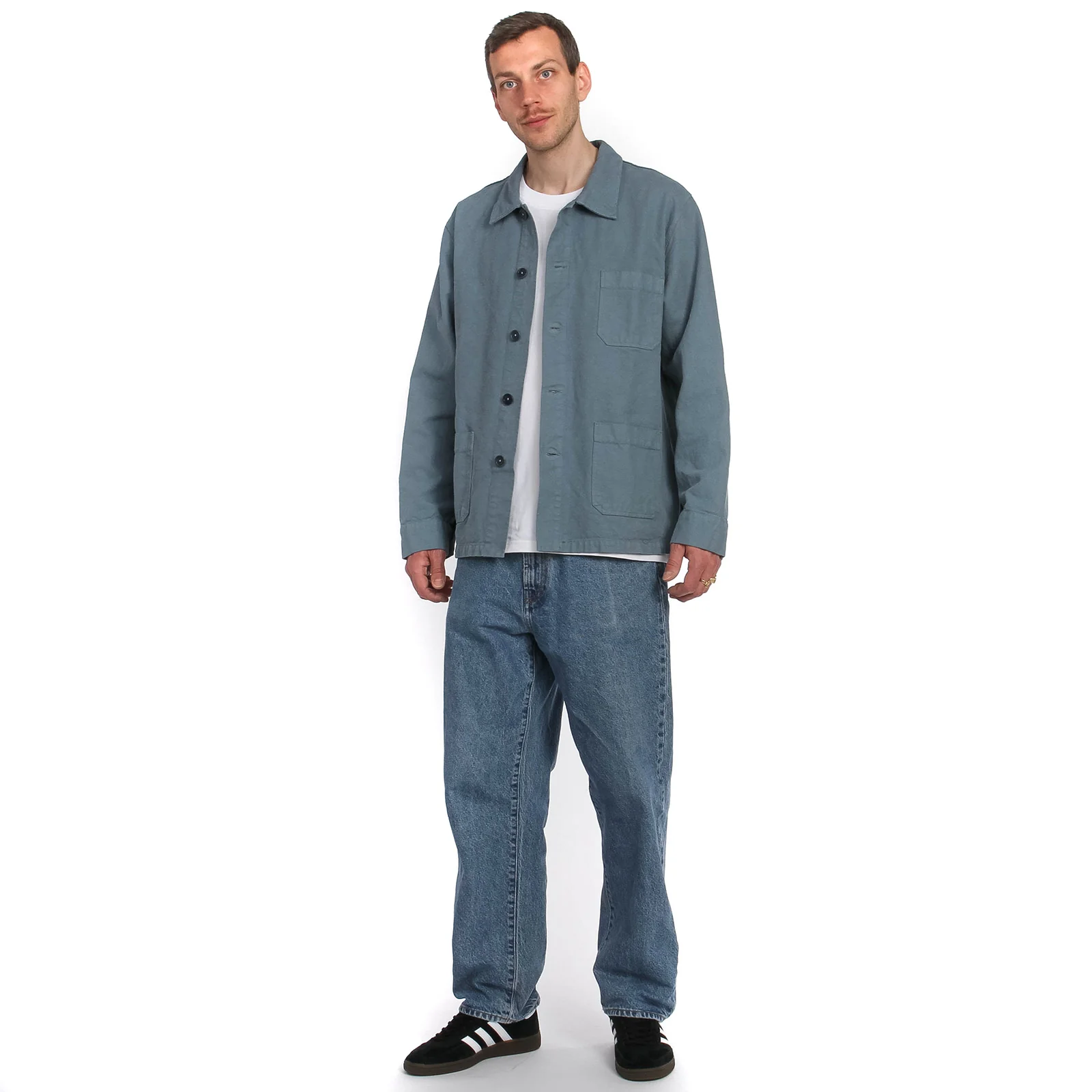 Organic Workwear Jacket stone blue - Image 2