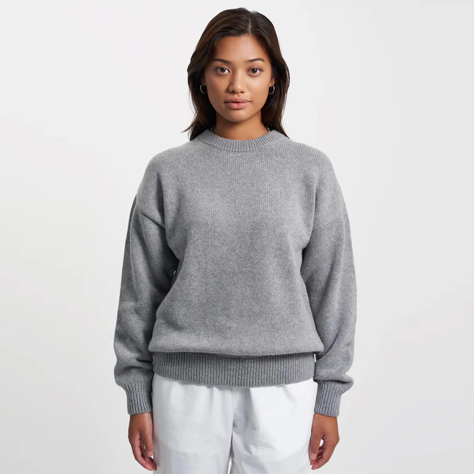 Oversized Merino Wool Crew heather grey