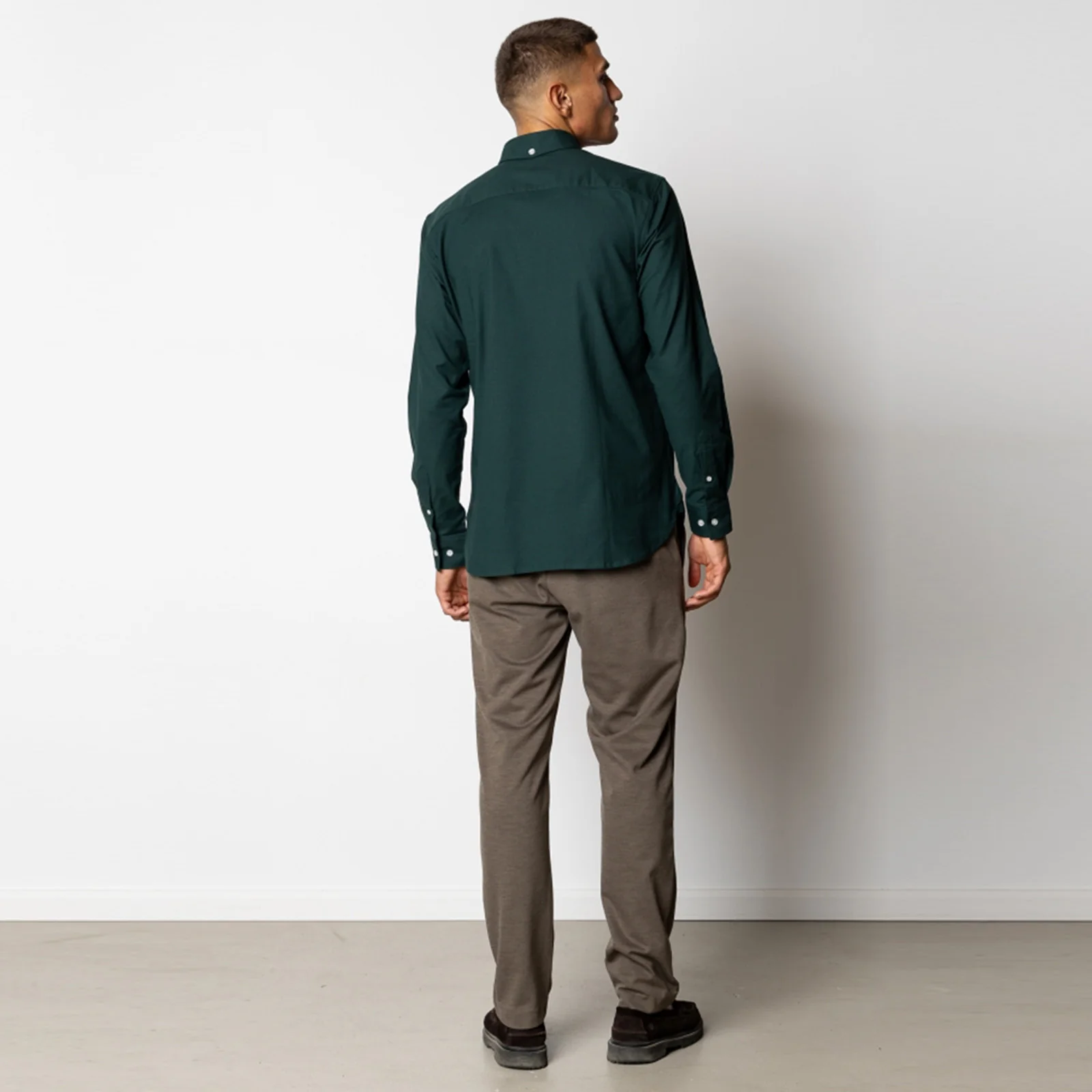 Oxford Stretch Plain Shirt deep green - Image 3