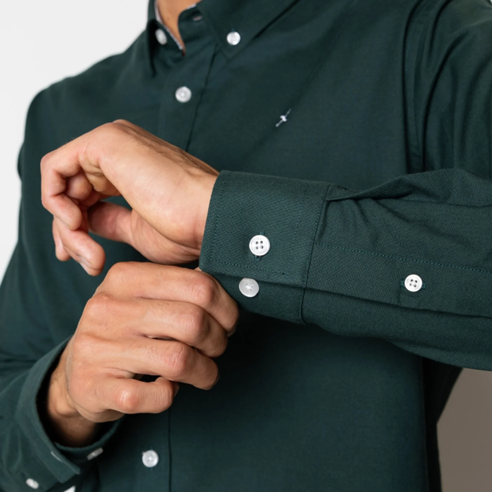 Oxford Stretch Plain Shirt deep green - Image 4