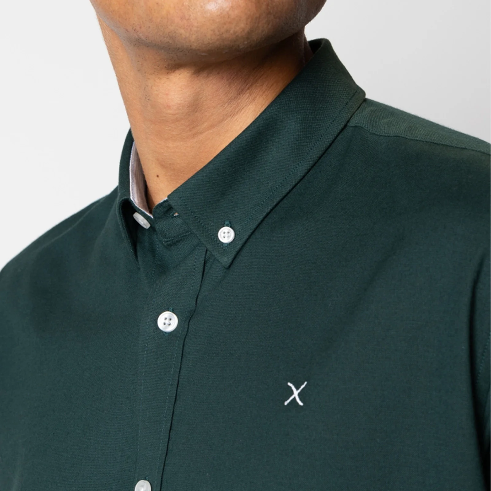 Oxford Stretch Plain Shirt deep green - Image 5