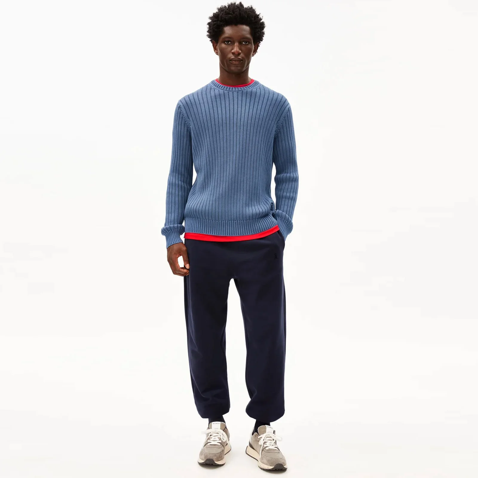 Pigment Dye Rib Knit Sweater light tinted navy - Image 3