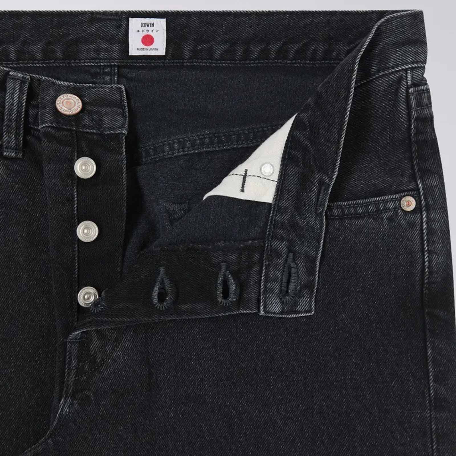 Regular Tapered Kaihara Right Hand Black Denim black dark used - Image 3