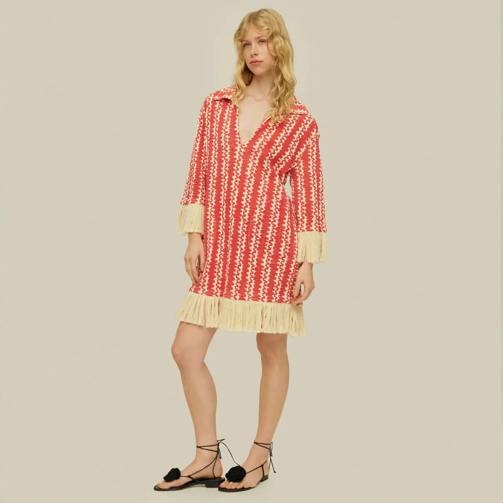 Aya Net Dress red scribble