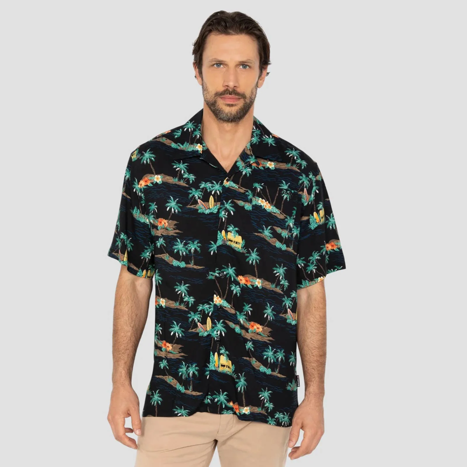 Shcapri Chemise Vintage Print Hawai black cabana