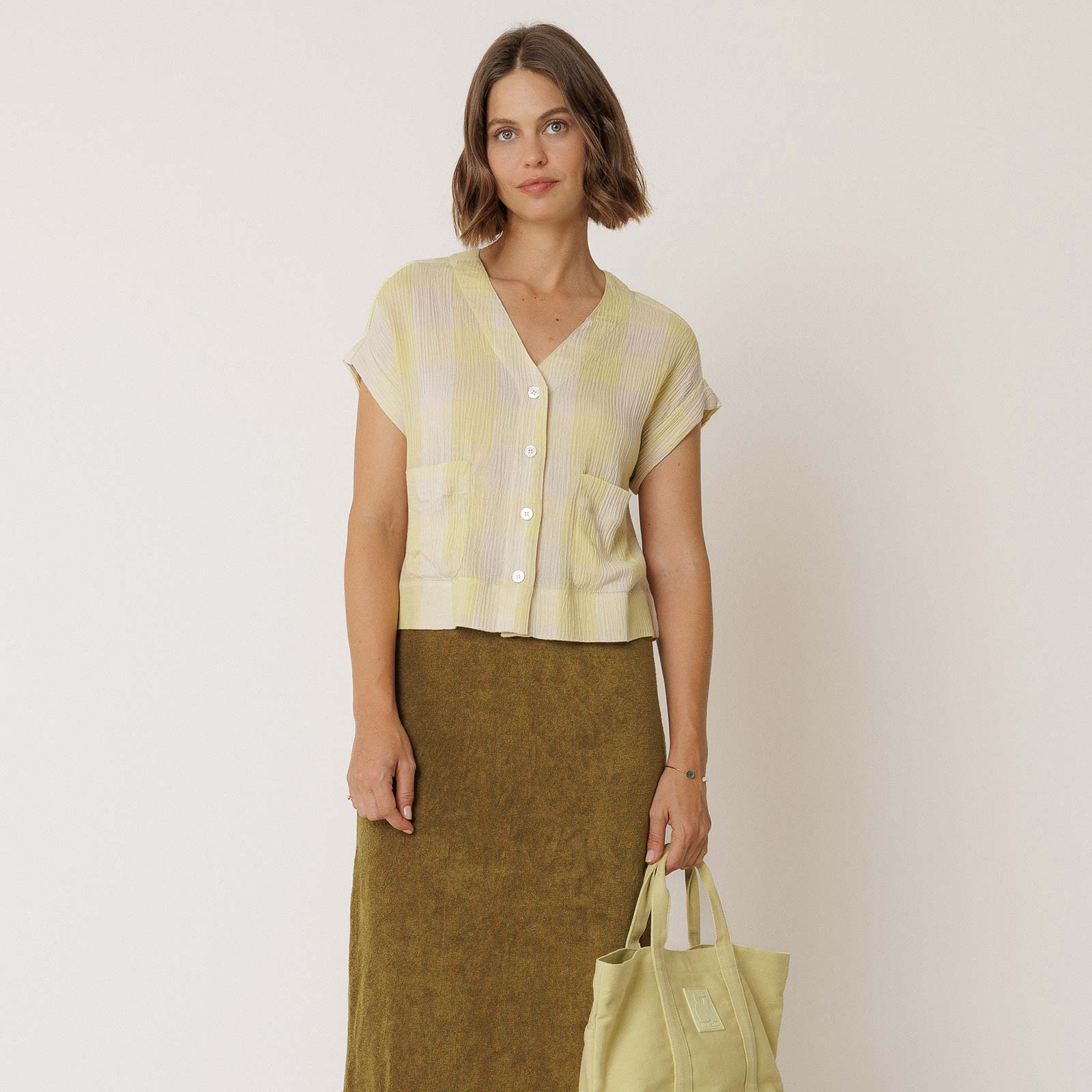 Short Sleeve Viscose Blouse wasabi