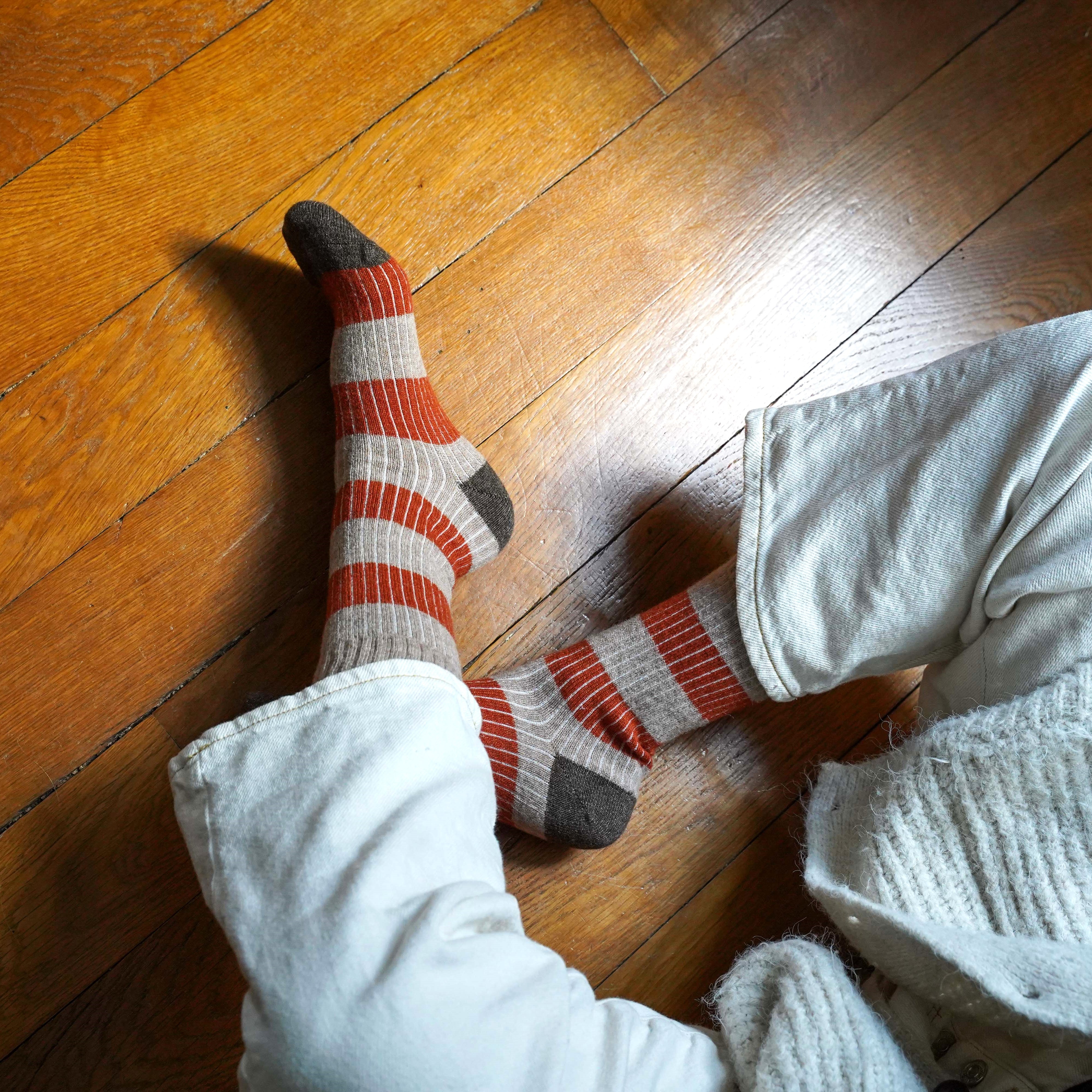 Stripes Merino Wool Socks beige - Image 2