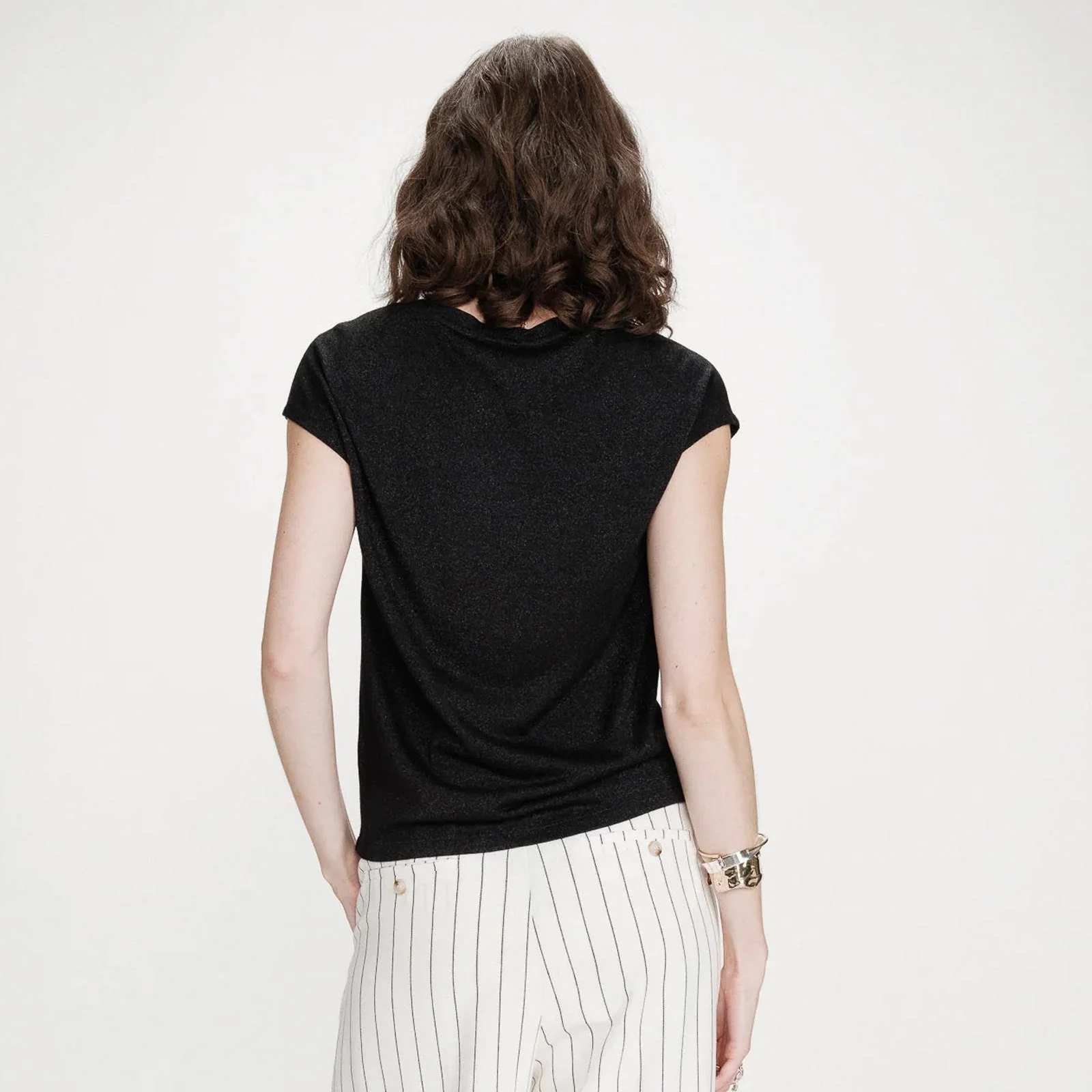 V-Neck Lurex Top Valsons noir - Image 2