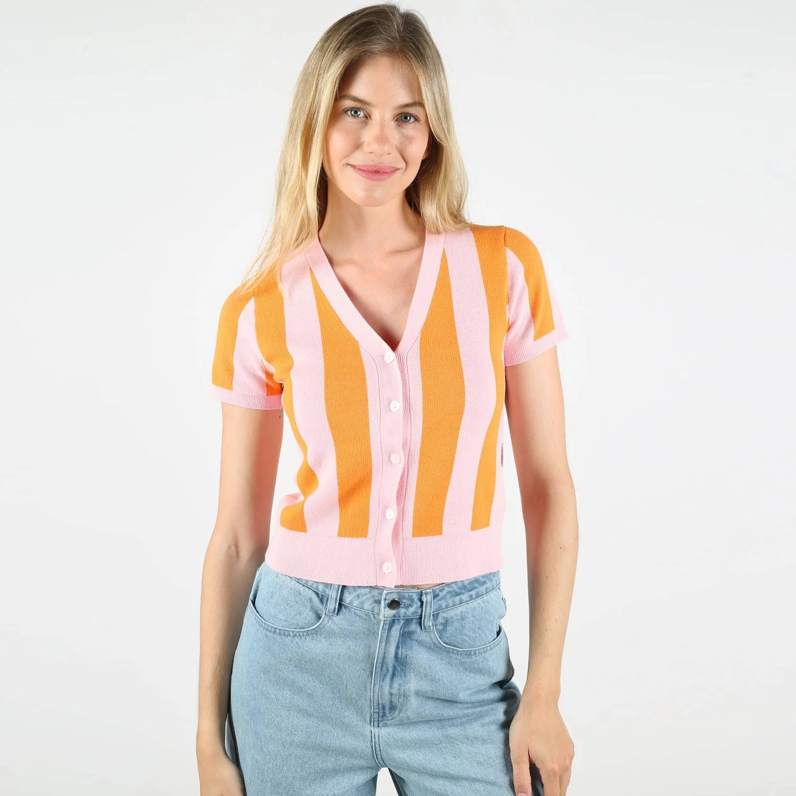 WeMila Short Sleeve Cardigan peach-pink